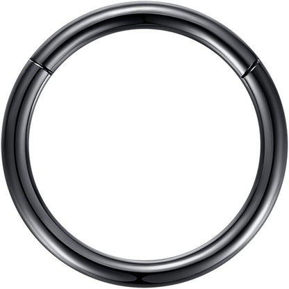 ORANGELOVE Hypoallergenic Nose Rings 20G 18G 16G 14G 12G 10G 8G 316L Surgical Steel Septum Jewelry Hinged Segment Ring Body Piercing Nose Hoop Lip Rings Nose Helix Cartilage Rook Earrings Apparel & Accessories > Jewelry > Rings ORANGELOVE 1pc 12g 16mm Black  