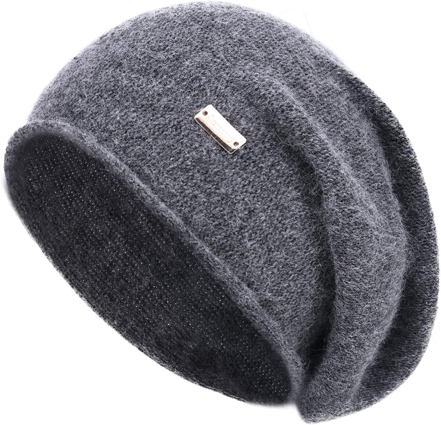 Jaxmonoy Cashmere Slouchy Knit Beanie Hat for Women Winter Soft Warm Ladies Wool Knitted Skull Beanies Cap Apparel & Accessories > Clothing Accessories > Hats jaxmonoy Dark Grey  