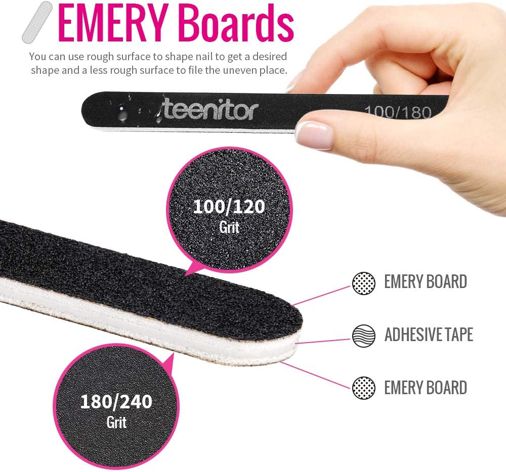 Nail Files and Buffers, Teenitor 16PCS Professional Nail Manicure Tool for Acrylic Nails, 100/180 and 120/240 Grits Emery Boards 120 Grits Nail Buffer Block for Shaping and Buffing Nails Health & Beauty > Personal Care > Cosmetics > Cosmetic Tools > Nail Tools Teenitor   