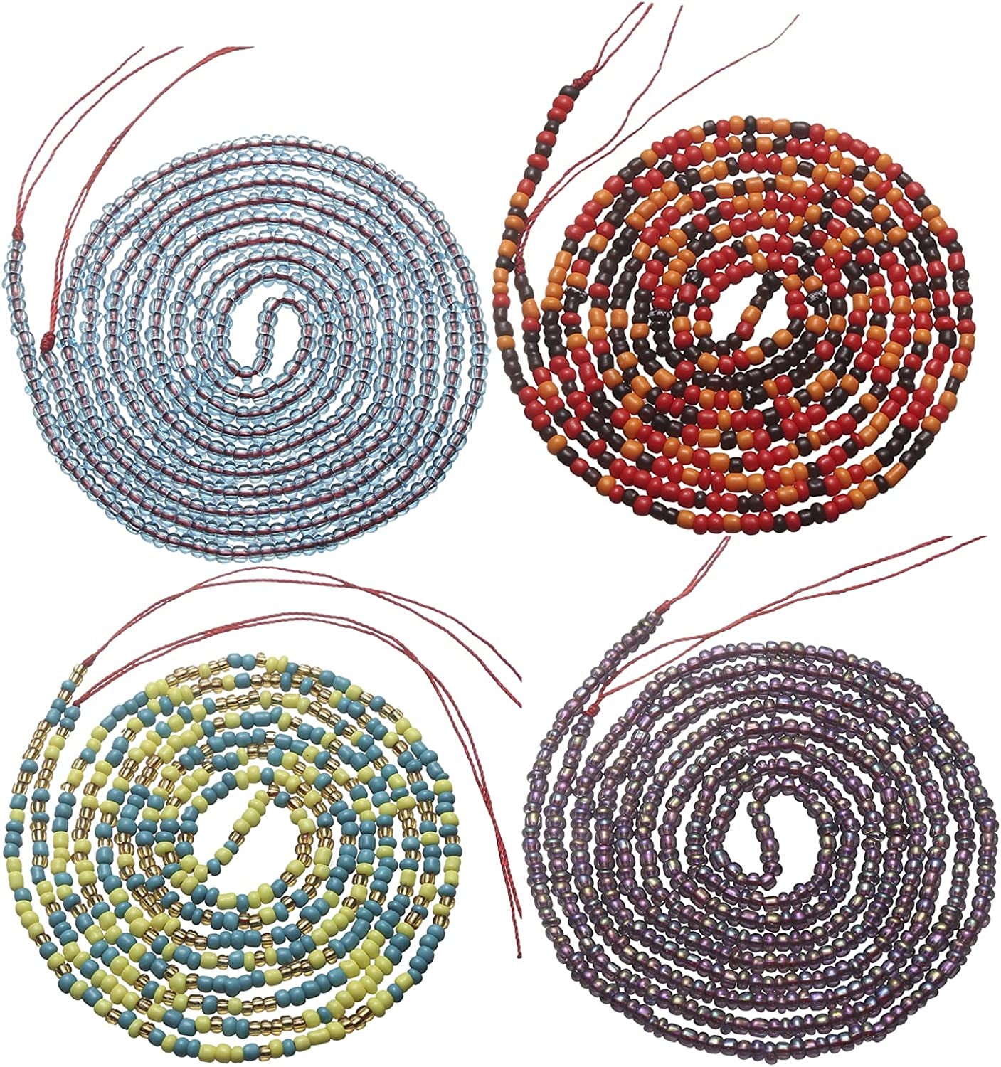 Taouzi Waist Beads for Women Colorful Beaded Body Chain Elastic String Waist Chain Beach Bikini Belly Chains Summer Jewelry for Women Girls Apparel & Accessories > Jewelry > Body Jewelry Taouzi StyleB 50Inch  
