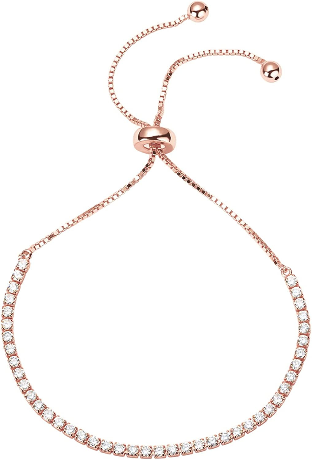 PAVOI 14K Gold Plated Cubic Zirconia Classic Tennis Bracelet for Women | Adjustable Slider Apparel & Accessories > Jewelry > Bracelets PAVOI Rose Gold gold plated 