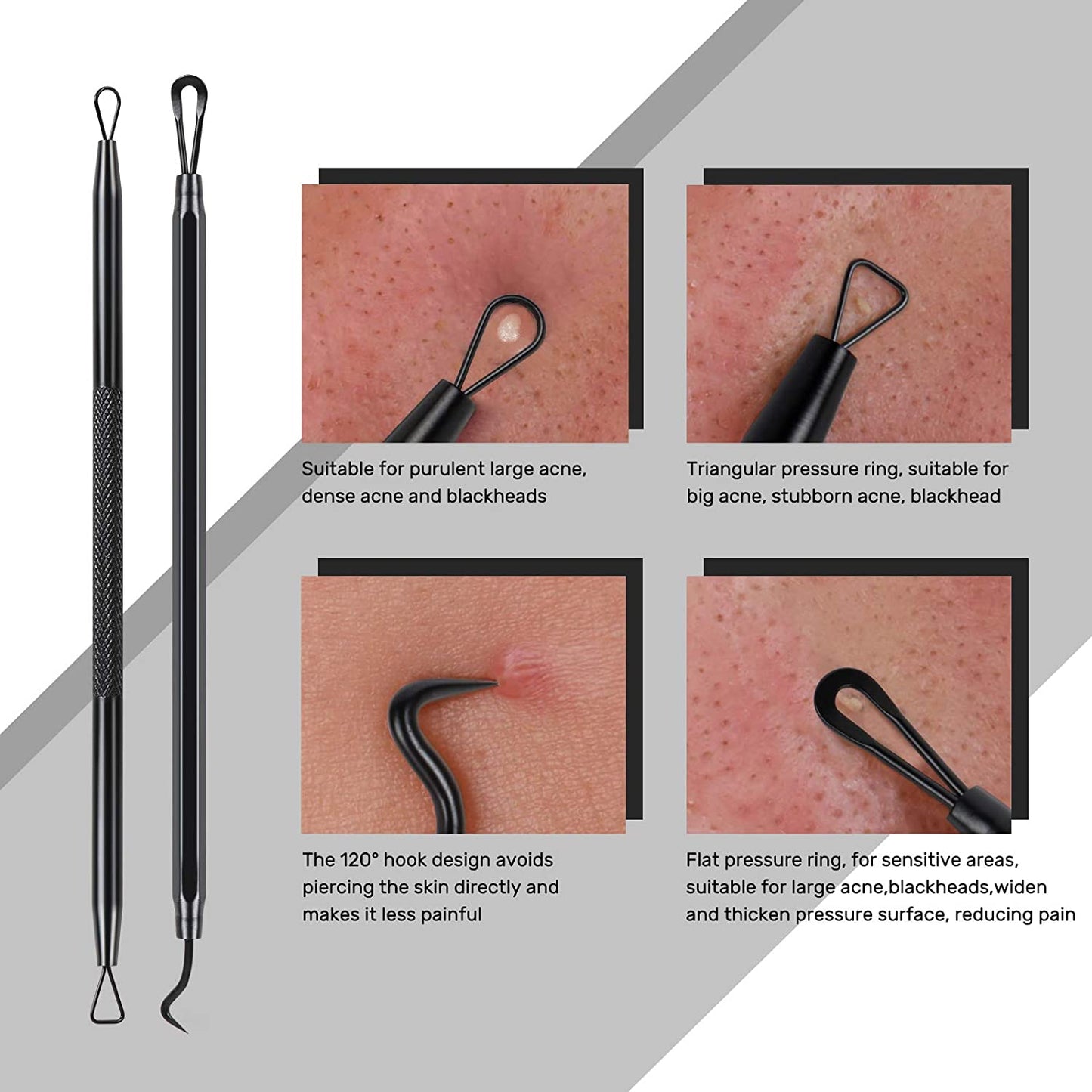 Blackhead Remover Tool,Jolifile 7Pcs Pimple Popper Tool Kit, Acne Extractor Tools with Tweezers,Removal Whitehead Comedone Tool Set for Facial Nose Care-Black Health & Beauty > Personal Care > Cosmetics > Cosmetic Tools > Skin Care Tools JOLIFILE   