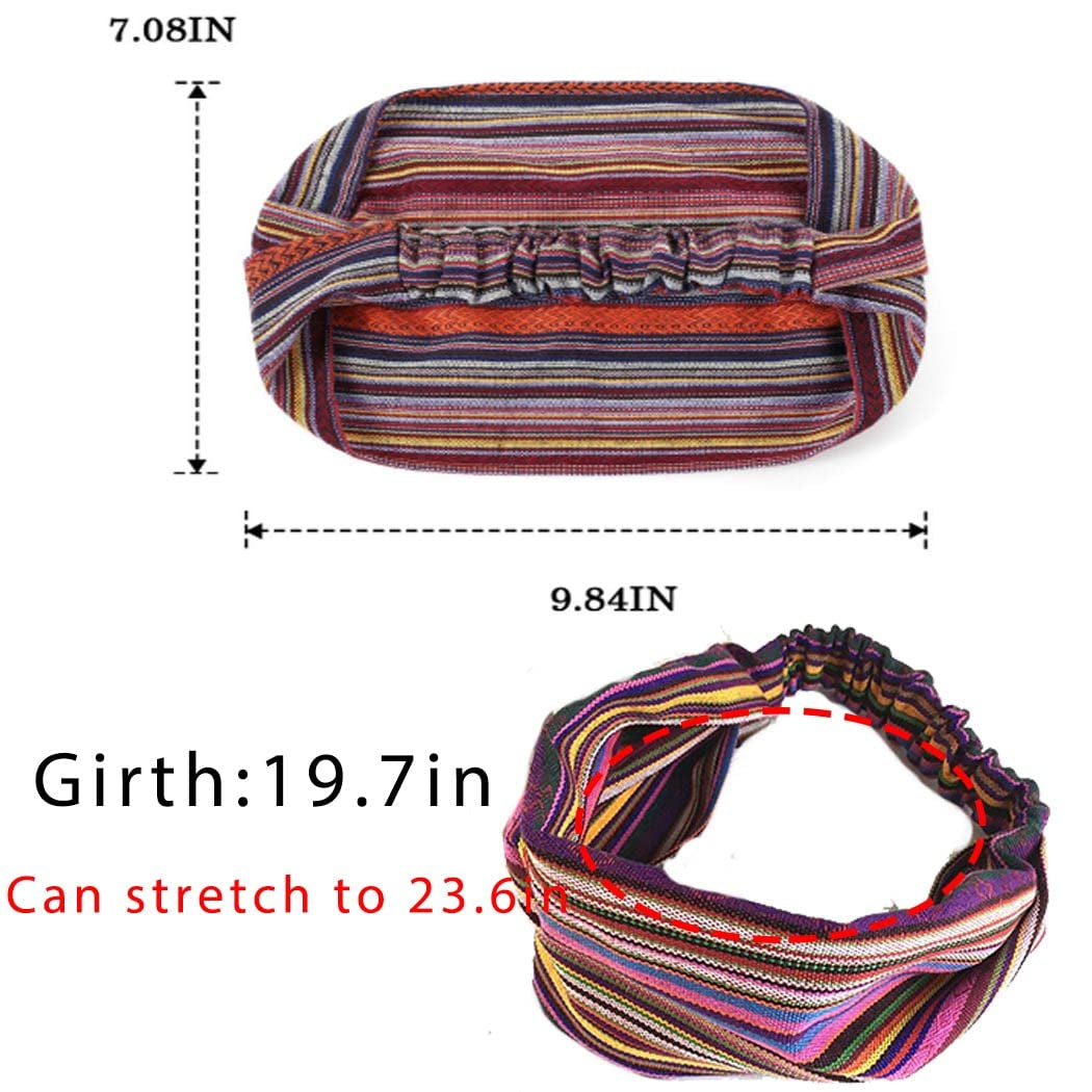 CAKURE Boho Wide Headbands African Head Wraps Stretchy Hairbands Stripe Turban Head Bands for Women and Girls Pack of 3 (Set1) Apparel & Accessories > Clothing Accessories > Bandanas & Headties CAKURE   