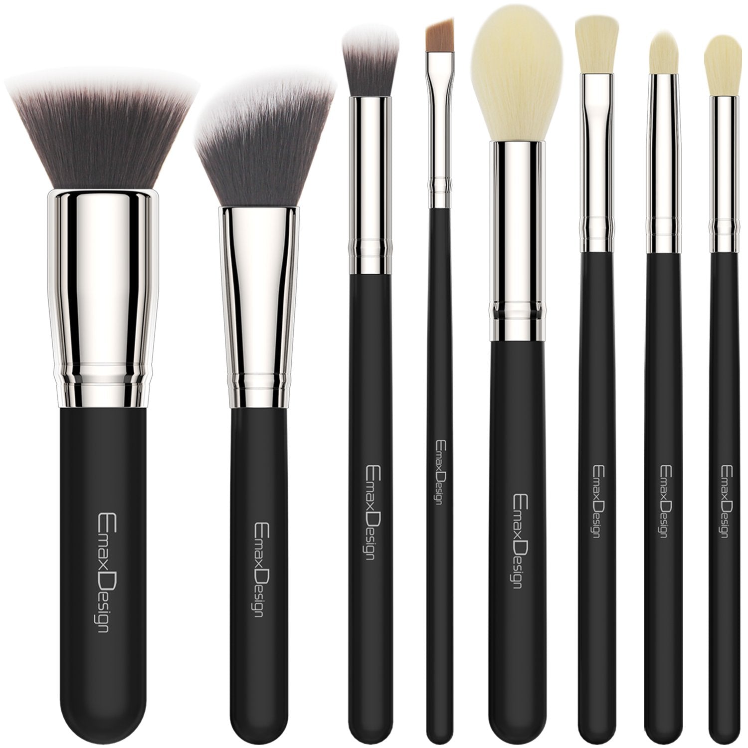 Emaxdesign 8 Pieces Makeup Brush Set Face Eye Shadow Eyeliner Foundation Blush Lip Makeup Brushes Powder Liquid Cream Cosmetics Blending Brush Tools (Silver Black) Health & Beauty > Personal Care > Cosmetics > Cosmetic Tools > Makeup Tools EmaxDesign   