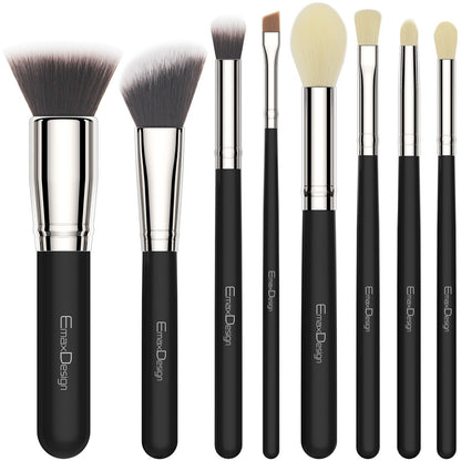 Emaxdesign 8 Pieces Makeup Brush Set Face Eye Shadow Eyeliner Foundation Blush Lip Makeup Brushes Powder Liquid Cream Cosmetics Blending Brush Tools (Silver Black) Health & Beauty > Personal Care > Cosmetics > Cosmetic Tools > Makeup Tools EmaxDesign   