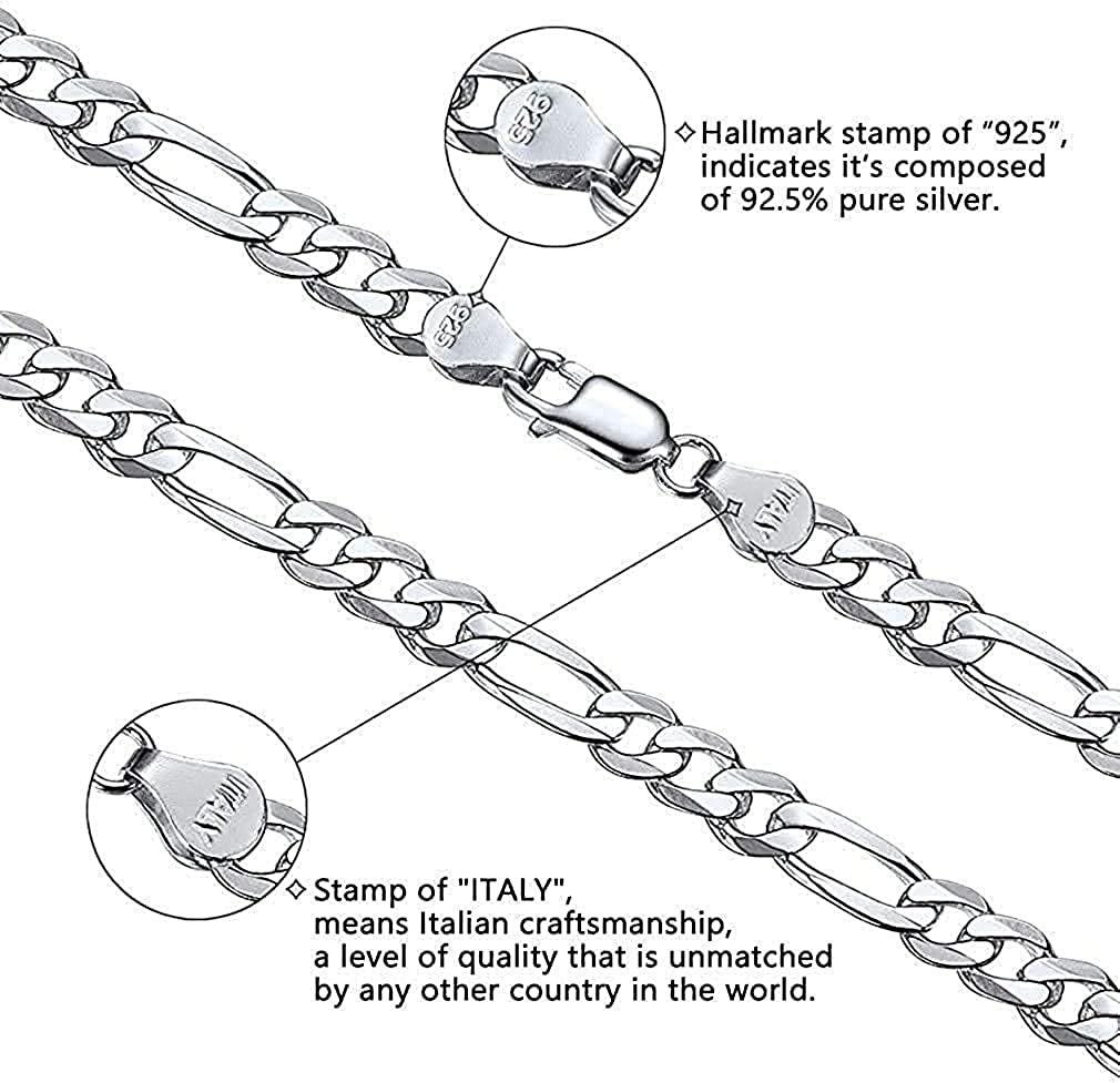 Savlano 925 Sterling Silver Solid Italian Figaro, Rope,Herringbone, Curb, Ball Bead, Snake, Mariner Chain Anklet for Women & Girls, Comes in 0.8Mm - 5Mm Gift Box Apparel & Accessories > Jewelry > Anklets Savlano   
