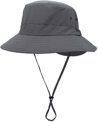 Llmoway Women Lightweight Safari Sun Hat Quick Dry Fishing Hat with Strap Cool Apparel & Accessories > Clothing Accessories > Hats LLmoway Dark Grey  