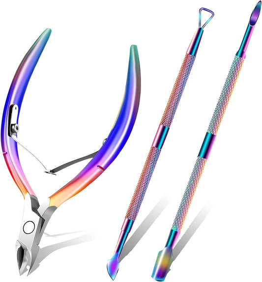 Haynery Cuticle Trimmer with Cuticle Pusher, Cuticle Remover Cuticle Scissors Manicure Tools, Professional Stainless Steel Cuticle Cutter, Dead Skin Remover Nail Tools for Fingernails and Toenails Health & Beauty > Personal Care > Cosmetics > Cosmetic Tools > Nail Tools Haynery   