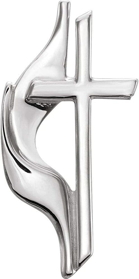 19X10Mm Methodist Cross Crucifix Lapel Pin 19x10mm - 925 Sterling Silver