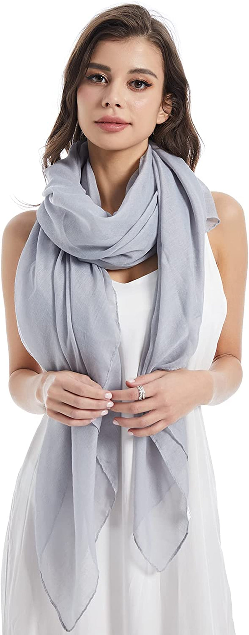Missshorthair Womens Solid Color Scarfs Long Lightweight Scarf for Women Large Sheer Wrap Shawl Apparel & Accessories > Clothing Accessories > Scarves & Shawls MissShorthair 19 Heather Grey  