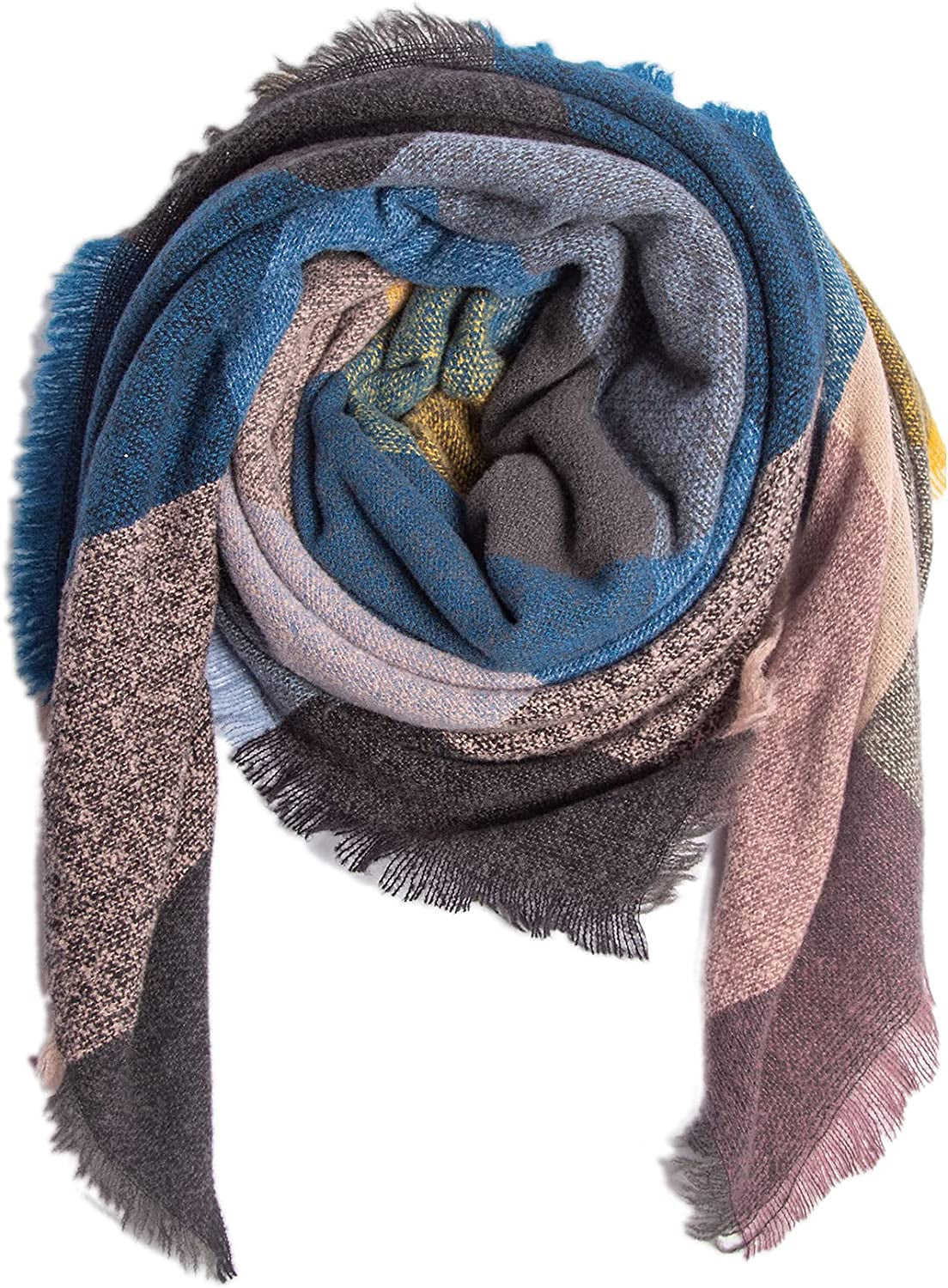 Plaid Scarf Soft Warm Tartan Shawl Cape Blanket Scarves Fashion Wrap Apparel & Accessories > Clothing Accessories > Scarves & Shawls vxsvxm Blue/Pink/Big Plaid  