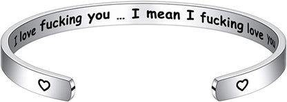 M MOOHAM Bracelets for Women- Engraved Quote Inspirational Bracelet Birthday Christmas Funny Gifts for Best Friend, Daughter, Son, Sister, Niece, Mom, Coworkers, Stainless Steel Jewelry Apparel & Accessories > Jewelry > Bracelets M MOOHAM I love fu*king you...I mean I fu*king love you (0.24" width)  