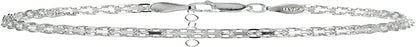 Hoops & Loops 925 Sterling Silver Bismarck Link Design Chain Anklet Ankle Bracelet for Women Teen Girls Men Apparel & Accessories > Jewelry > Anklets Hoops & Loops Silver  