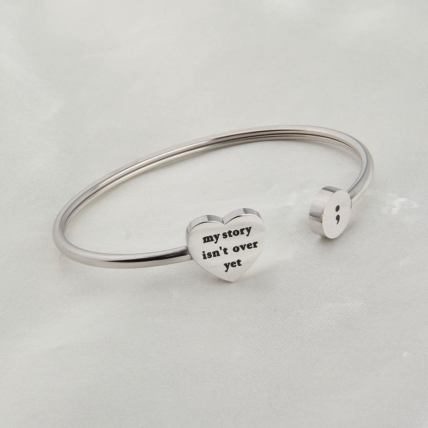 KUIYAI My Story Isn’T over yet Open Cuff Bracelet Semicolon Bracelet Suicide Prevention Jewelry Apparel & Accessories > Jewelry > Bracelets KUIYAI   