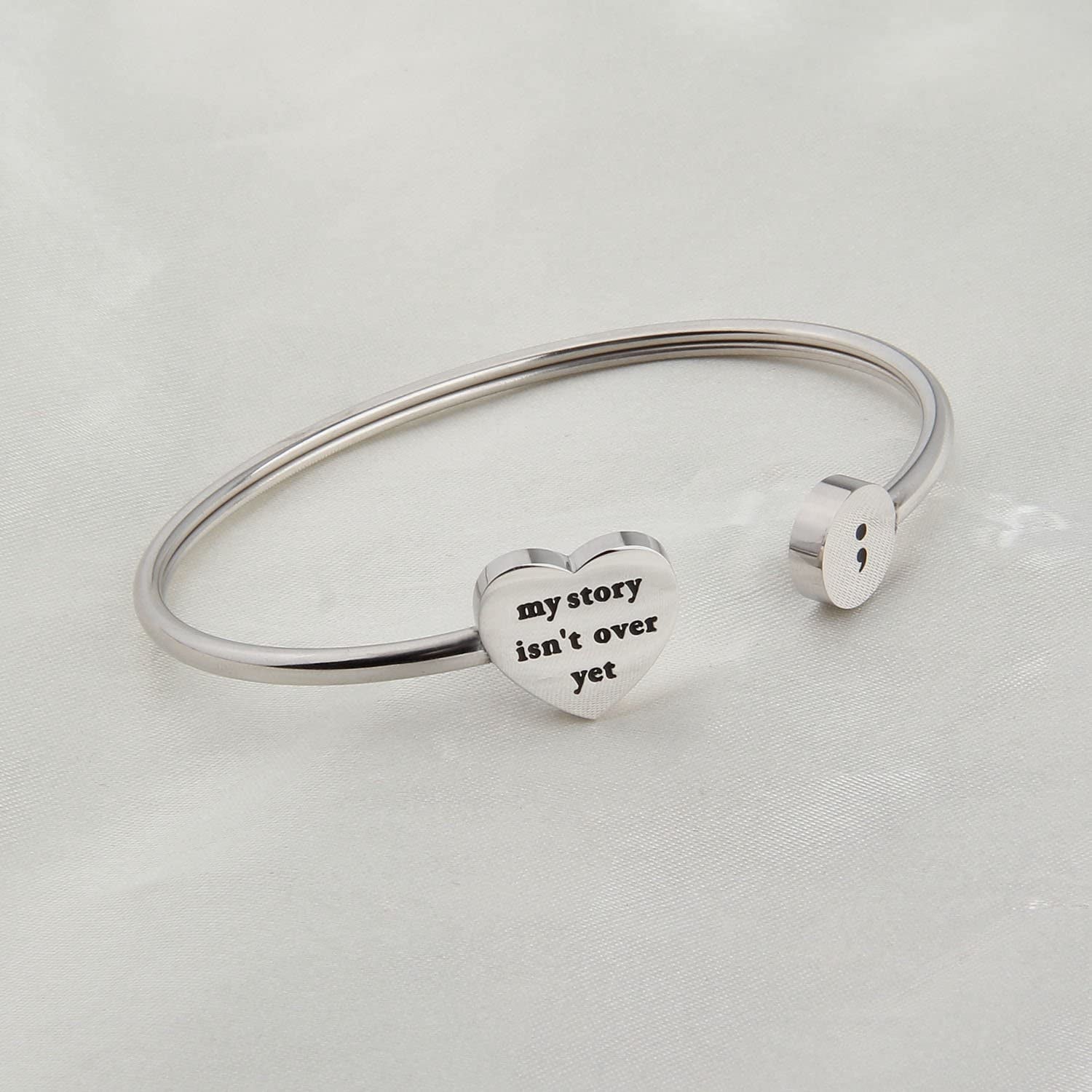 KUIYAI My Story Isn’T over yet Open Cuff Bracelet Semicolon Bracelet Suicide Prevention Jewelry Apparel & Accessories > Jewelry > Bracelets KUIYAI   
