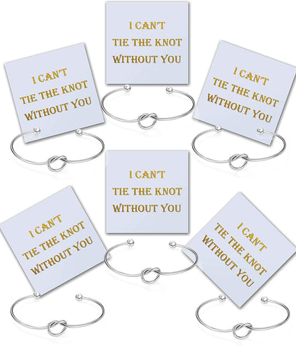 CHICNOW I Can'T Tie the Knot without You Bridesmaid Gift Cards Bridesmaid Bracelets Silver Tone- Set of 4,5,6 Apparel & Accessories > Jewelry > Bracelets Chicnow C. Silver Tone 6PCs  