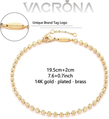 VACRONA Gold Anklets for Women 14K Gold Plated Boho Beach Beaded Chain Anklet Dainty Turquoises Evil Eye Ankle Bracelet Adjustable Chain Anklet Foot Jewelry Apparel & Accessories > Jewelry > Anklets VACRONA   