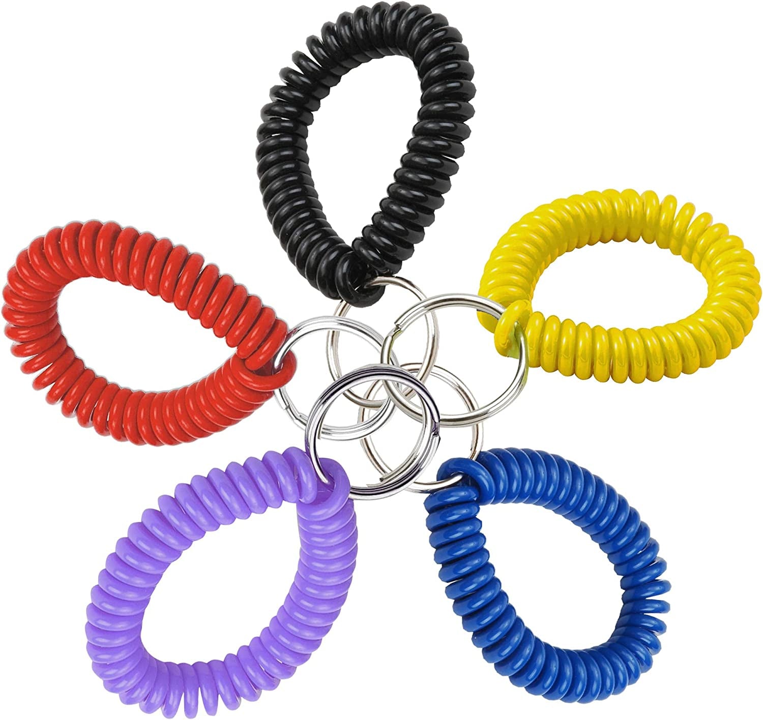 Lucky Line 2” Diameter Spiral Wrist Coil with Steel Key Ring, Flexible Wrist Band Key Chain Bracelet, Stretches to 12”, Purple 1 PK (410651) Apparel & Accessories > Jewelry > Bracelets Lucky Line Assorted Colors Pack of 5 