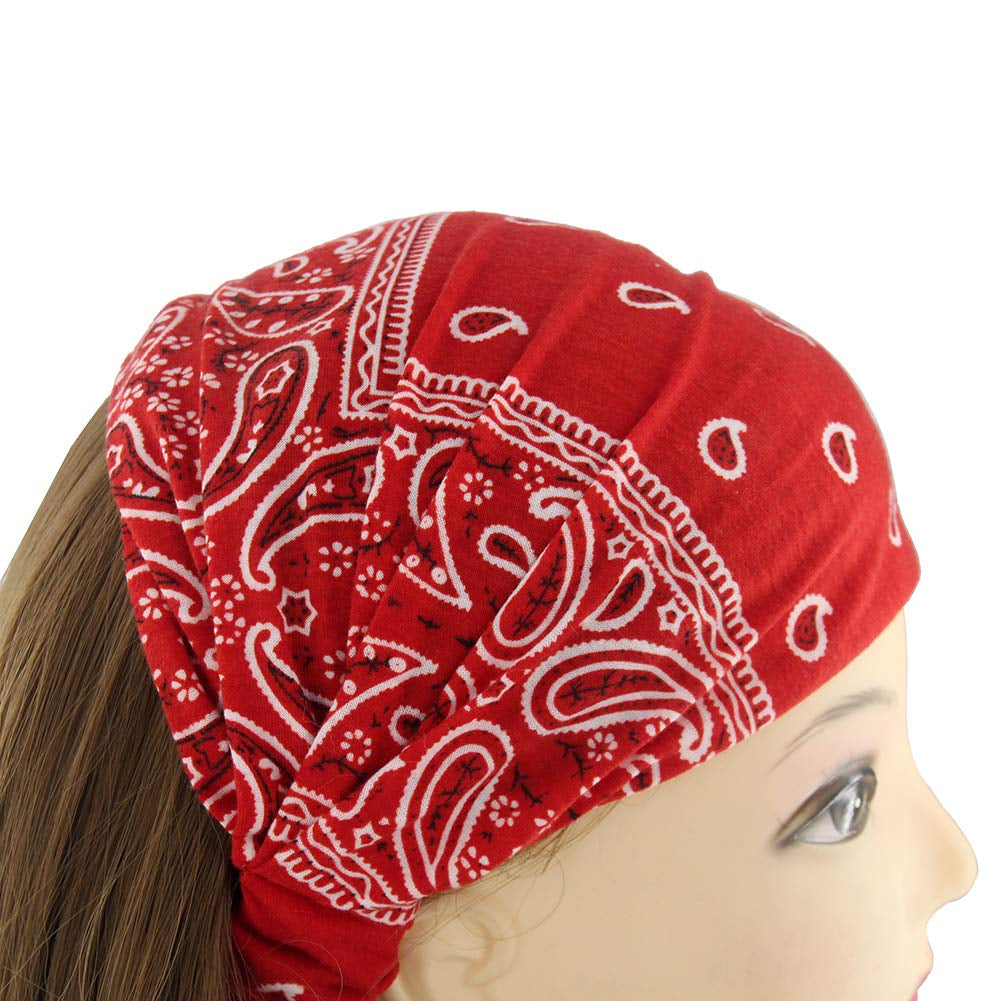 Carede Paisley Bandana Headband for Women with Elastic Yoga Headband Outdoor Hairband Adjustable Turban Headwrap,Pack of 6 Apparel & Accessories > Clothing Accessories > Bandanas & Headties DK   