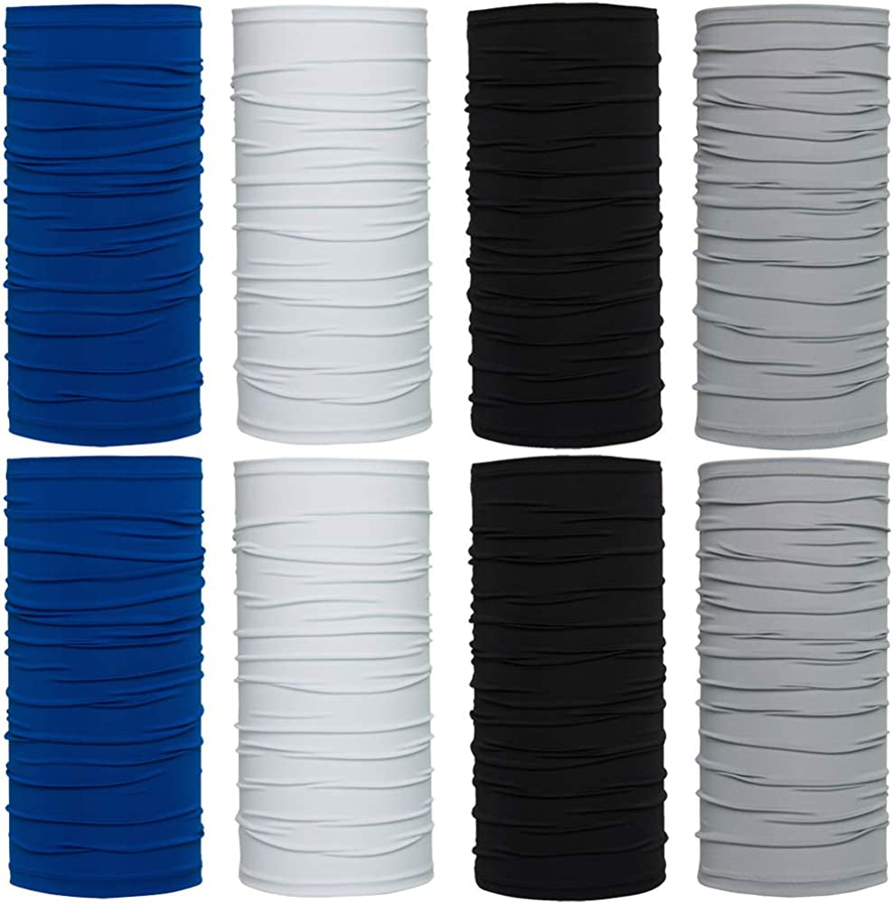 Bandana Headbands for Women Men Sweat Wicking Neck Gaiter Balaclava Head Scarf Sweat-Wicking & Breathable Apparel & Accessories > Clothing Accessories > Bandanas & Headties QING 8 Pack Solid  