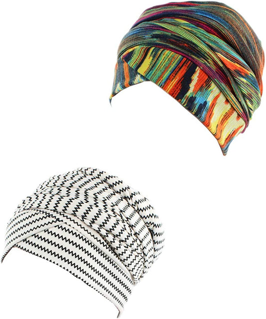 Ever Fairy Turban Head Wrap Scarf,African Women' Soft Long Scarf Shawl Hair Bohemian Headwrap Stretch Headband Tie (2Pack-A) Apparel & Accessories > Clothing Accessories > Scarves & Shawls Ever Fairy   