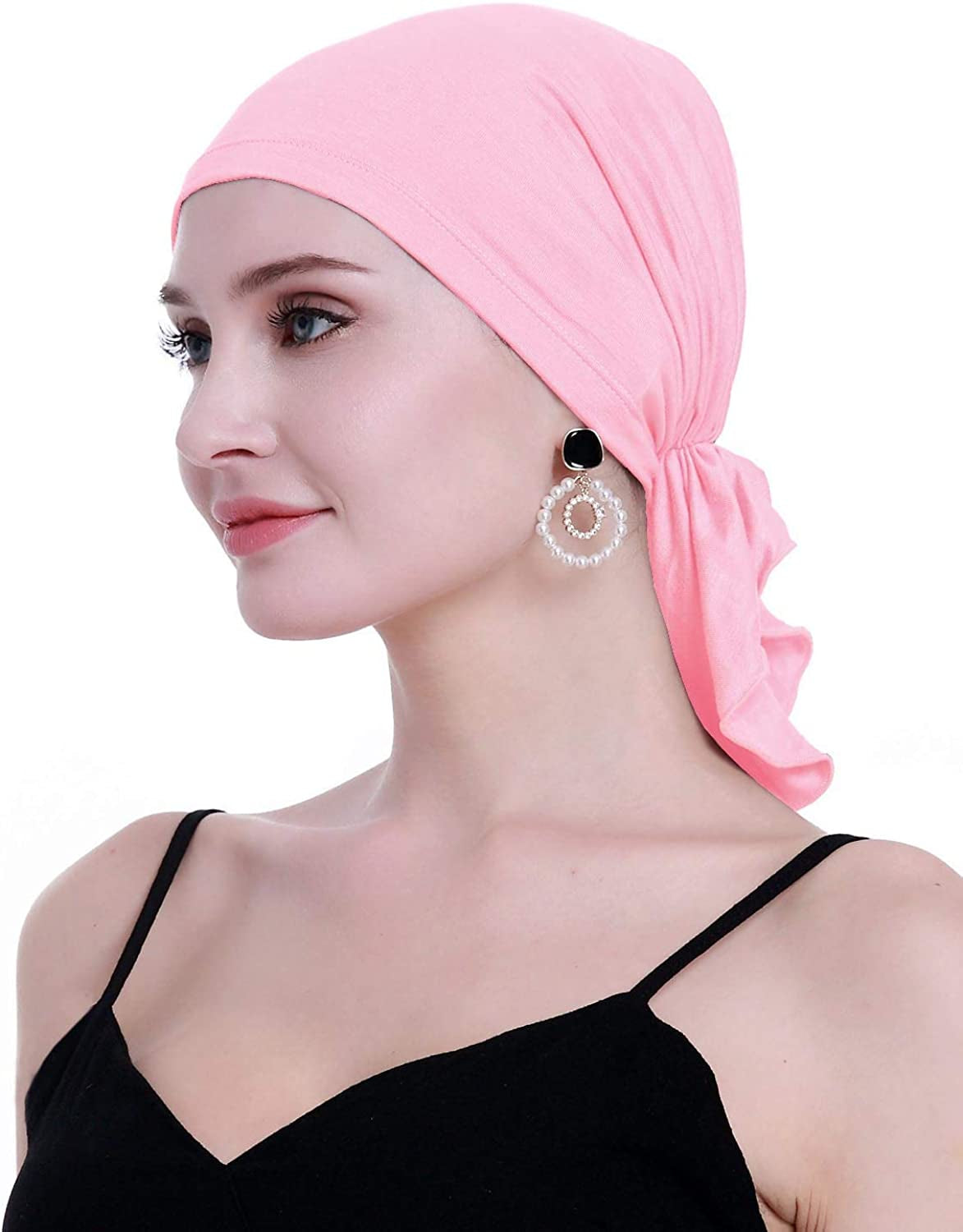 Osvyo Bamboo Chemo Headscarf for Women Hair Loss - Cancer Slip on Headwear Turbans Sealed Packaging Light Pink Apparel & Accessories > Clothing Accessories > Headwear osvyo   