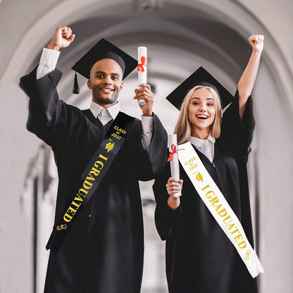 Graduation Sashes Set - 2022 Graduation Party Supplies - Gold Letter Graduate Satin Sashes Including Black I Graduated Sash & White I Graduated Sash - Class of 2022 Sashes for Grad Party Apparel & Accessories > Clothing Accessories > Sashes Partyprops   