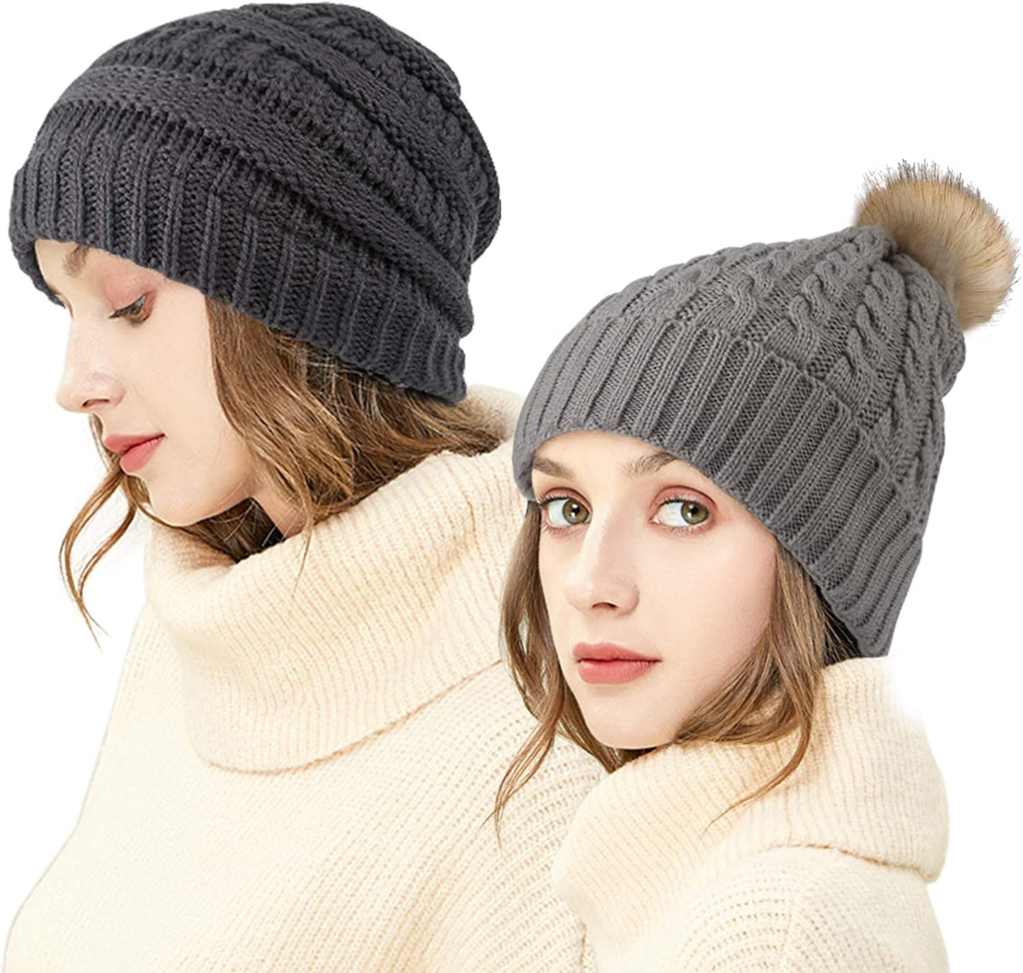 Ousipps 2 Pack Winter Hats for Men Women, Baggy Mens Beanies for Winter Ski Snow Skull Hats Black Beanie for Men and Women Apparel & Accessories > Clothing Accessories > Hats Ousipps   