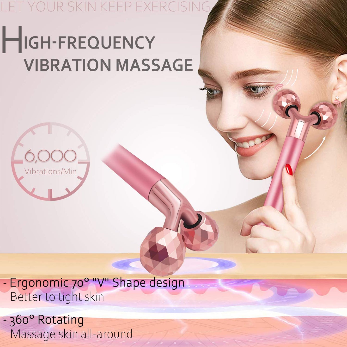 Face Massager Kit 3D Face Roller Massager T Shape Facial Massager Set Electric Skin Massager Tool Health & Beauty > Personal Care > Cosmetics > Cosmetic Tools > Skin Care Tools HEYFYV   