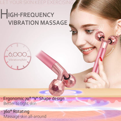 Face Massager Kit 3D Face Roller Massager T Shape Facial Massager Set Electric Skin Massager Tool Health & Beauty > Personal Care > Cosmetics > Cosmetic Tools > Skin Care Tools HEYFYV   