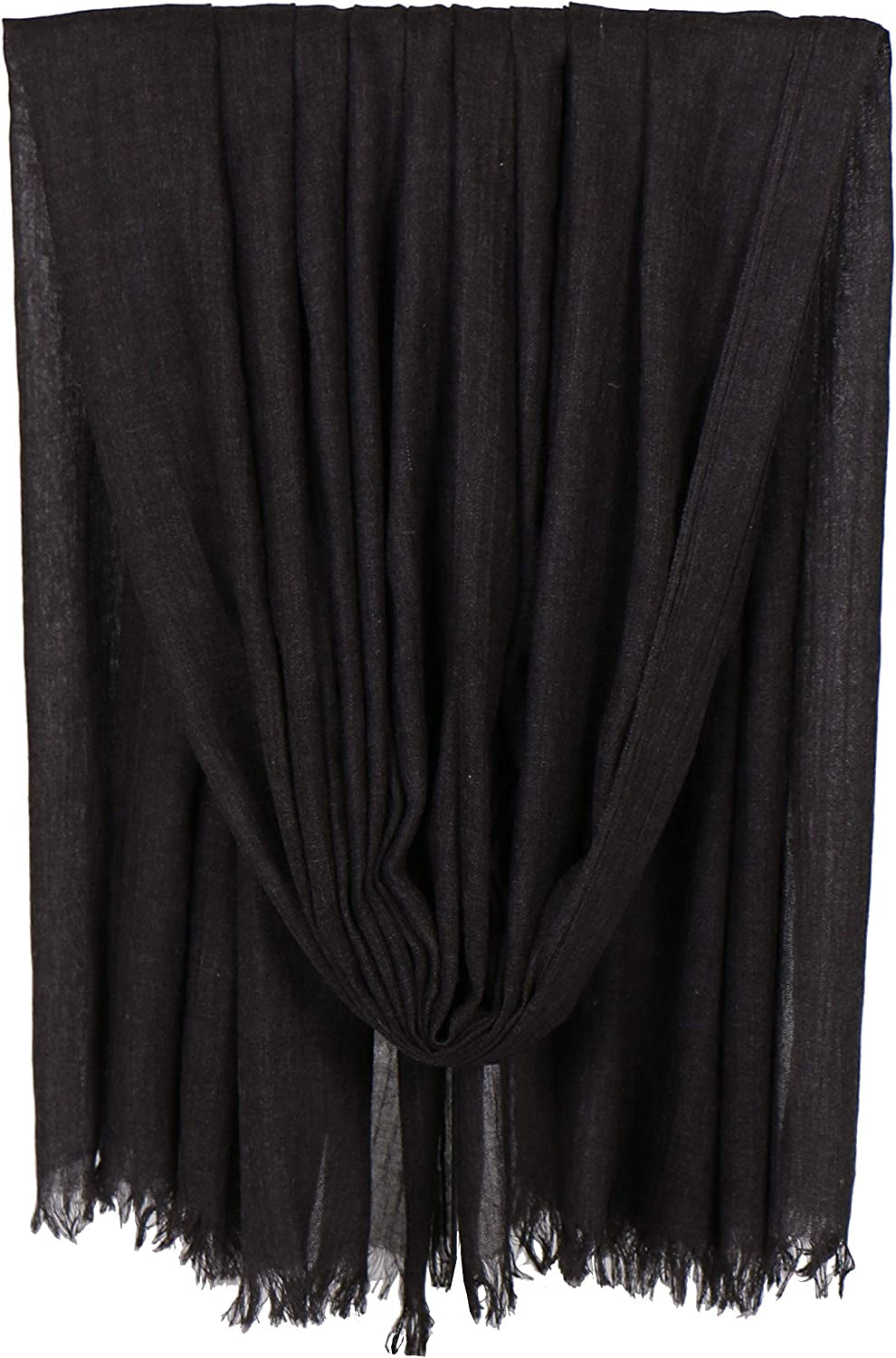 LMVERNA Women Solid Color Scarfs Large Long Lightweight Fringed Headscarf Linen Sheer Shawl Wrap Apparel & Accessories > Clothing Accessories > Scarves & Shawls LMVERNA Dark Grey  