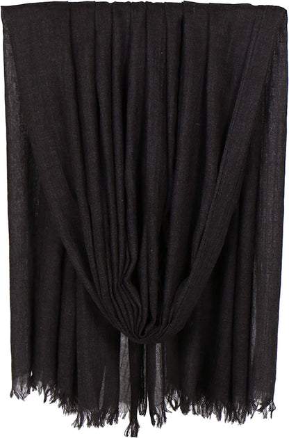 LMVERNA Women Solid Color Scarfs Large Long Lightweight Fringed Headscarf Linen Sheer Shawl Wrap Apparel & Accessories > Clothing Accessories > Scarves & Shawls LMVERNA Dark Grey  