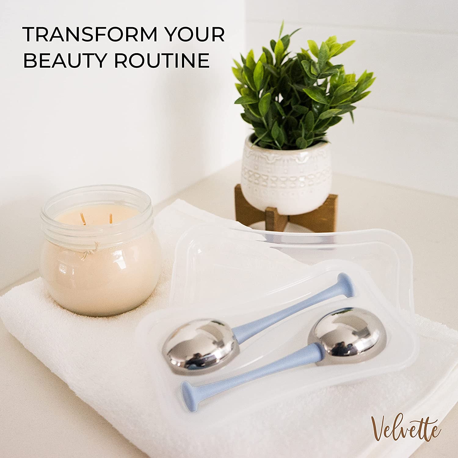 Velvette Ice Globes for Face. Unbreakable Stainless Steel Metal Cryo Sticks for Face Massage. Cooling Ice Roller Massager Face Massage Tools for Depuffing Eyes. (2) Ice Facial Wands with Storage Case Health & Beauty > Personal Care > Cosmetics > Cosmetic Tools > Skin Care Tools Velvette   