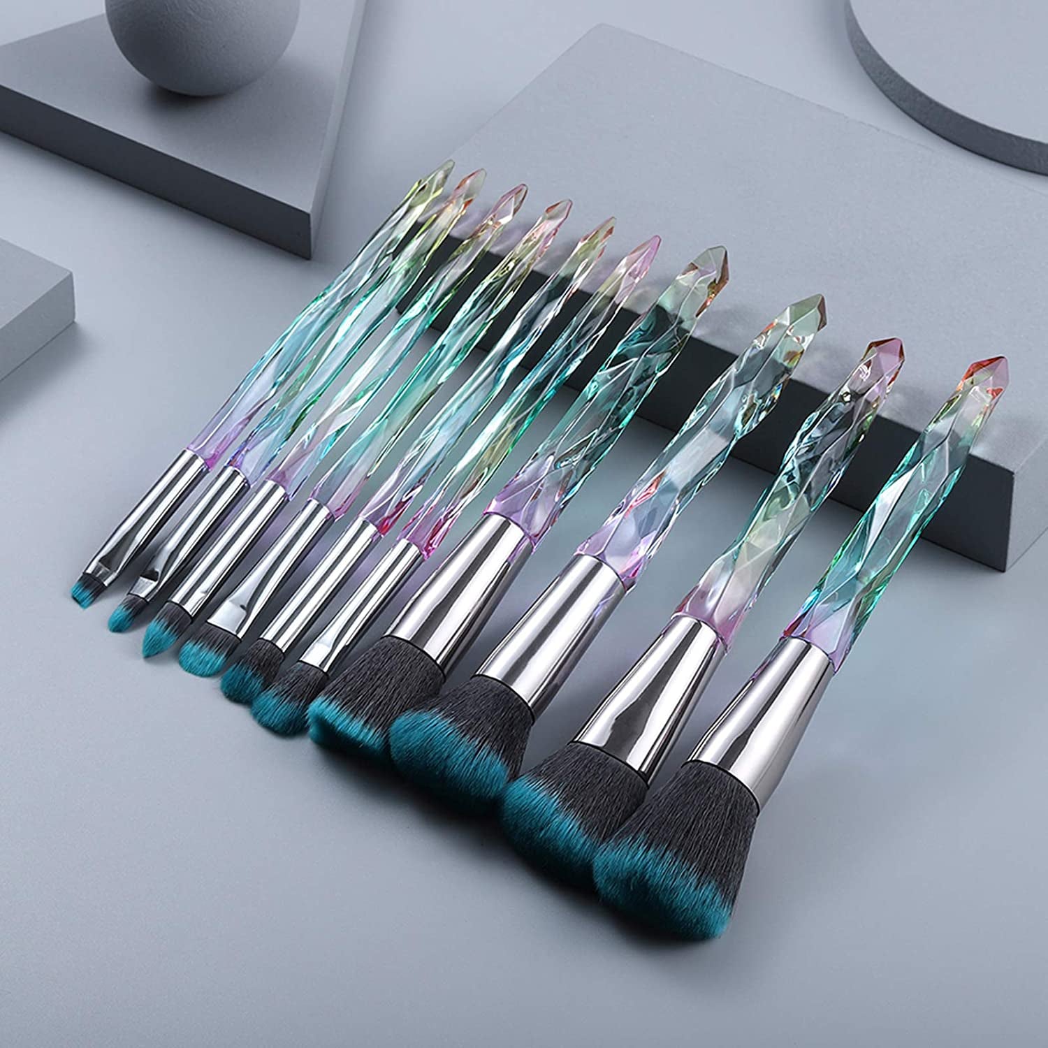 Kingtree Makeup Brush Set 10 PCS Crystal Makeup Brushes, Premium Synthetic Bristles Powder Foundation Blush Concealer Eye Shadow Eyeliner Eyebrow Brushes for Girls Ideal Beauty Tool for Women Health & Beauty > Personal Care > Cosmetics > Cosmetic Tools > Makeup Tools Kingtree   