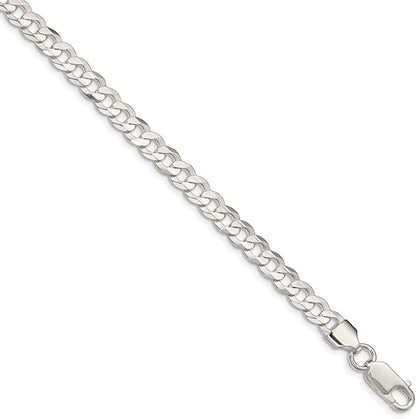 Solid 925 Sterling Silver 5.65Mm Concave Beveled Curb Cuban Chain Necklace - with Secure Lobster Lock Clasp Apparel & Accessories > Jewelry > Anklets Sonia Jewels 16.0 Inches  