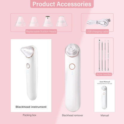 Blackhead Remover Pore Vacuum,Acne Remover,Comedone Whitehead Extractor Tool-3 Suction Power,4Probes,Usb Rechargeable Blackhead Vacuum Kit for Women & Men Health & Beauty > Personal Care > Cosmetics > Cosmetic Tools > Skin Care Tools eulumap   