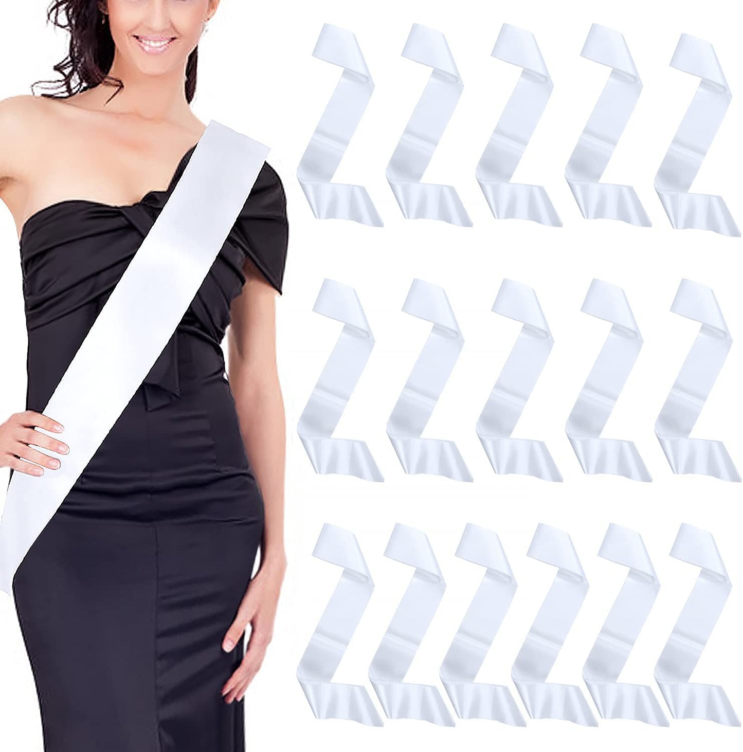 Dreamtop 16Pcs Sash Satin Sash White Blank Sash Blank Sashes to Decorate Sashes for Pageants Senior Sash 2023 White Sash for Beauty Pageant, Wedding Party Decorations Apparel & Accessories > Clothing Accessories > Sashes Dreamtop   