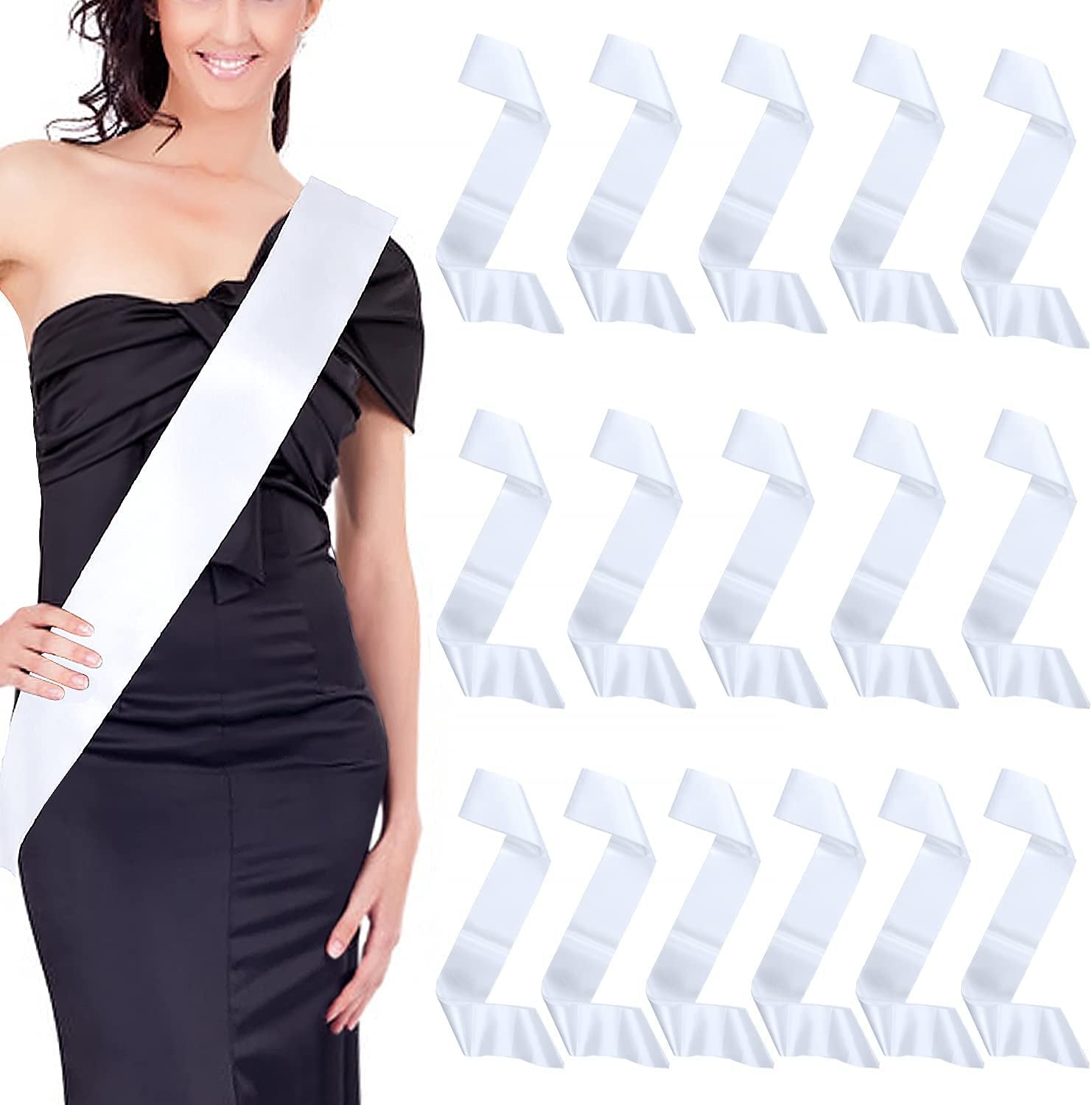 Dreamtop 16Pcs Sash Satin Sash White Blank Sash Blank Sashes to Decorate Sashes for Pageants Senior Sash 2023 White Sash for Beauty Pageant, Wedding Party Decorations Apparel & Accessories > Clothing Accessories > Sashes Dreamtop   