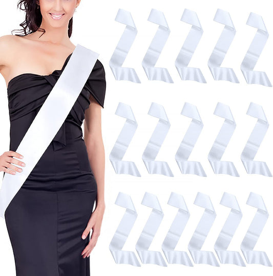 Dreamtop 16Pcs Sash Satin Sash White Blank Sash Blank Sashes to Decorate Sashes for Pageants Senior Sash 2023 White Sash for Beauty Pageant, Wedding Party Decorations Apparel & Accessories > Clothing Accessories > Sashes Dreamtop   