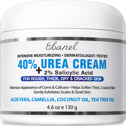 Urea Cream 40% plus Salicylic Acid 4.6 Oz, Callus Remover Hand Cream Foot Cream for Dry Cracked Feet, Hands, Heels, Elbows, Nails, Knees, Intensive Moisturizes & Softens Skin, Exfoliates Dead Skin Health & Beauty > Personal Care > Foot Care Ebanel Laboratories, Inc. 4.6 Ounce (Pack of 1)  