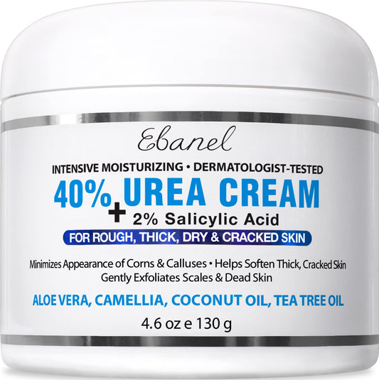 Urea Cream 40% plus Salicylic Acid 4.6 Oz, Callus Remover Hand Cream Foot Cream for Dry Cracked Feet, Hands, Heels, Elbows, Nails, Knees, Intensive Moisturizes & Softens Skin, Exfoliates Dead Skin Health & Beauty > Personal Care > Foot Care Ebanel Laboratories, Inc. 4.6 Ounce (Pack of 1)  