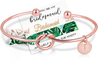 MOOKOO Personalised Bridesmaid Bracelet Gift Will You Be My Bridesmaid Proposal Gift Adjustment Bachelorette Bangle Apparel & Accessories > Jewelry > Bracelets MOOKOO Rose gold i 
