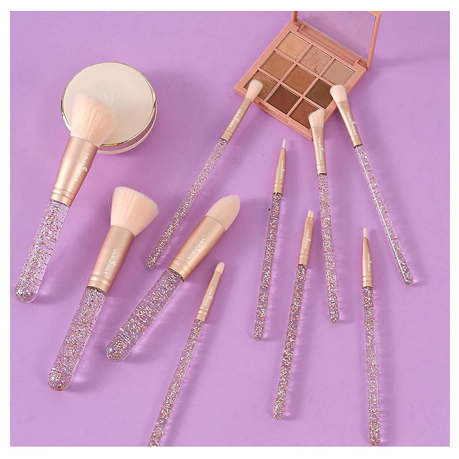 Vivid Tella Makeup Brushes 10 Pcs Crystal Transparent Handle Acrylic Cosmetic Brush Set Travel Makeup Bag Beauty Tool for Women Girls Health & Beauty > Personal Care > Cosmetics > Cosmetic Tools > Makeup Tools VIVID TELLA 10PCS-Crystal Handle  