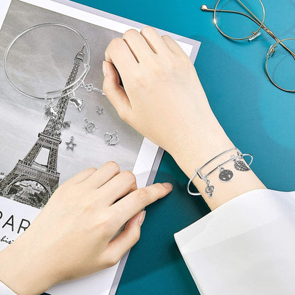 UPINS 30Pcs Silver Expandable Blank Bracelets Adjustable Wire Bangles with 100Pcs Tibetan Silver Charms, 200Pcs Open Jump Rings for Jewelry Making Apparel & Accessories > Jewelry > Bracelets UPINS   
