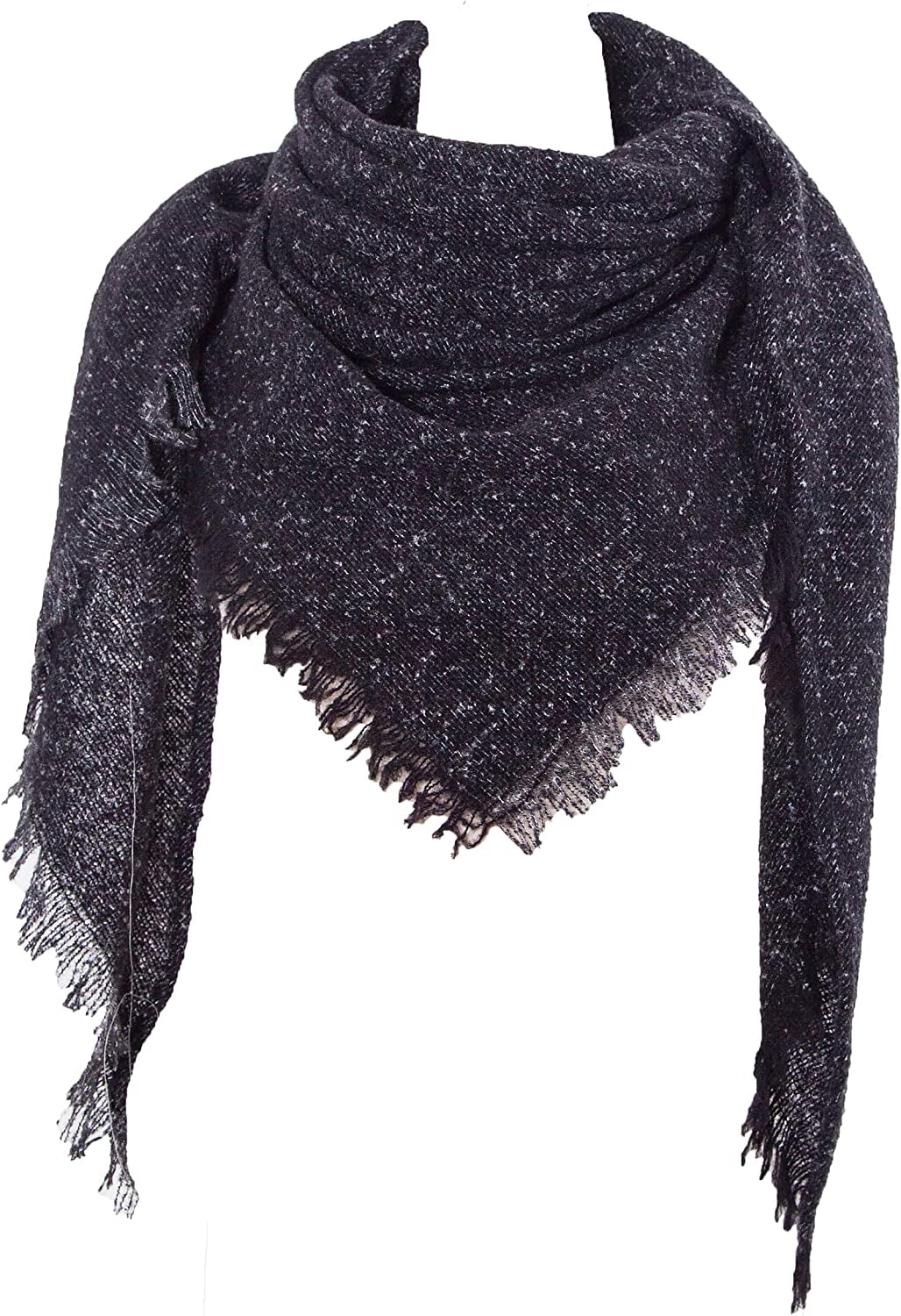 Wander Agio Womens Winter Scarfs Warm Scarf Half Shawls Triangle Scarves Stripe Plaid Apparel & Accessories > Clothing Accessories > Scarves & Shawls Wander Agio Pure Black 17  