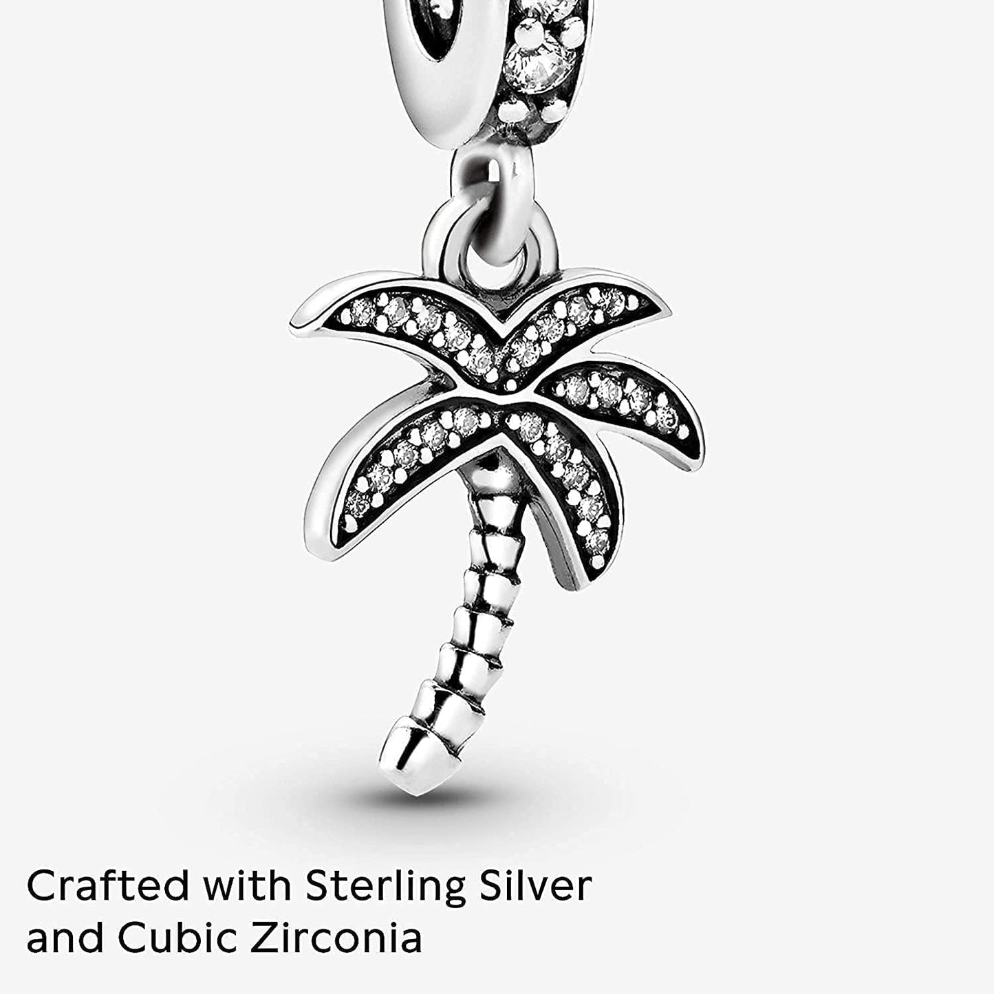 EZ Tuxedo Palm Tree Dangle Charms 925 Sterling Silver Tree Pendant with Cubic Zirconia for Bracelets Apparel & Accessories > Jewelry > Bracelets EZ Tuxedo pandora charms summer   
