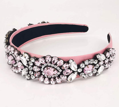QTMY Fashion Crystal Headbands Baroque Gemstone Hair Accessories Head Band Fashion Headwear Hairbands for Women,Pink Apparel & Accessories > Clothing Accessories > Headwear QTMY   