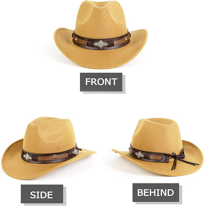 Gossifan Womens Classic Western Cowgirl Cowboy Wide Brim Hats with Belt Apparel & Accessories > Clothing Accessories > Hats Gossifan   