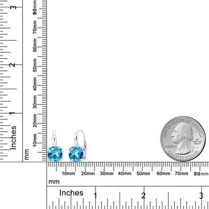 Gem Stone King 925 Sterling Silver Swiss Blue Topaz Earrings for Women (5.48 Cttw, Gemstone Birthstone Cushion Cut 8MM) Apparel & Accessories > Jewelry > Earrings Gem Stone King   
