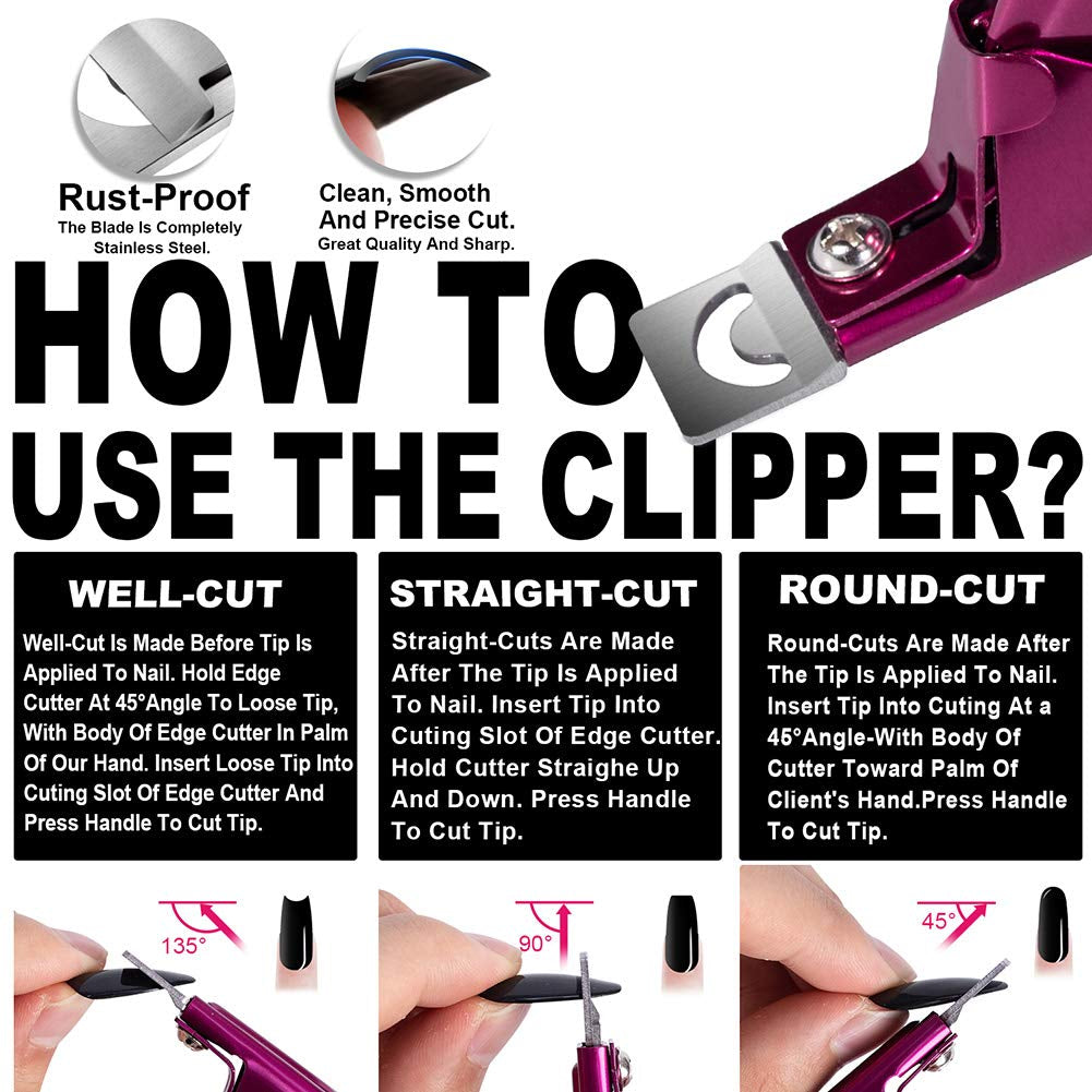 Elegant Violet Red Premium Adjustable Stainless Steel Artificial Acrylic Fake False Nail Tip Clipper Cutter Trimmer Manicure Pedicure Sharp Blade Clip Tool for Salon Home Nail Art Beauty Design DIY Health & Beauty > Personal Care > Cosmetics > Cosmetic Tools > Nail Tools GADGETS ENTREPOT   
